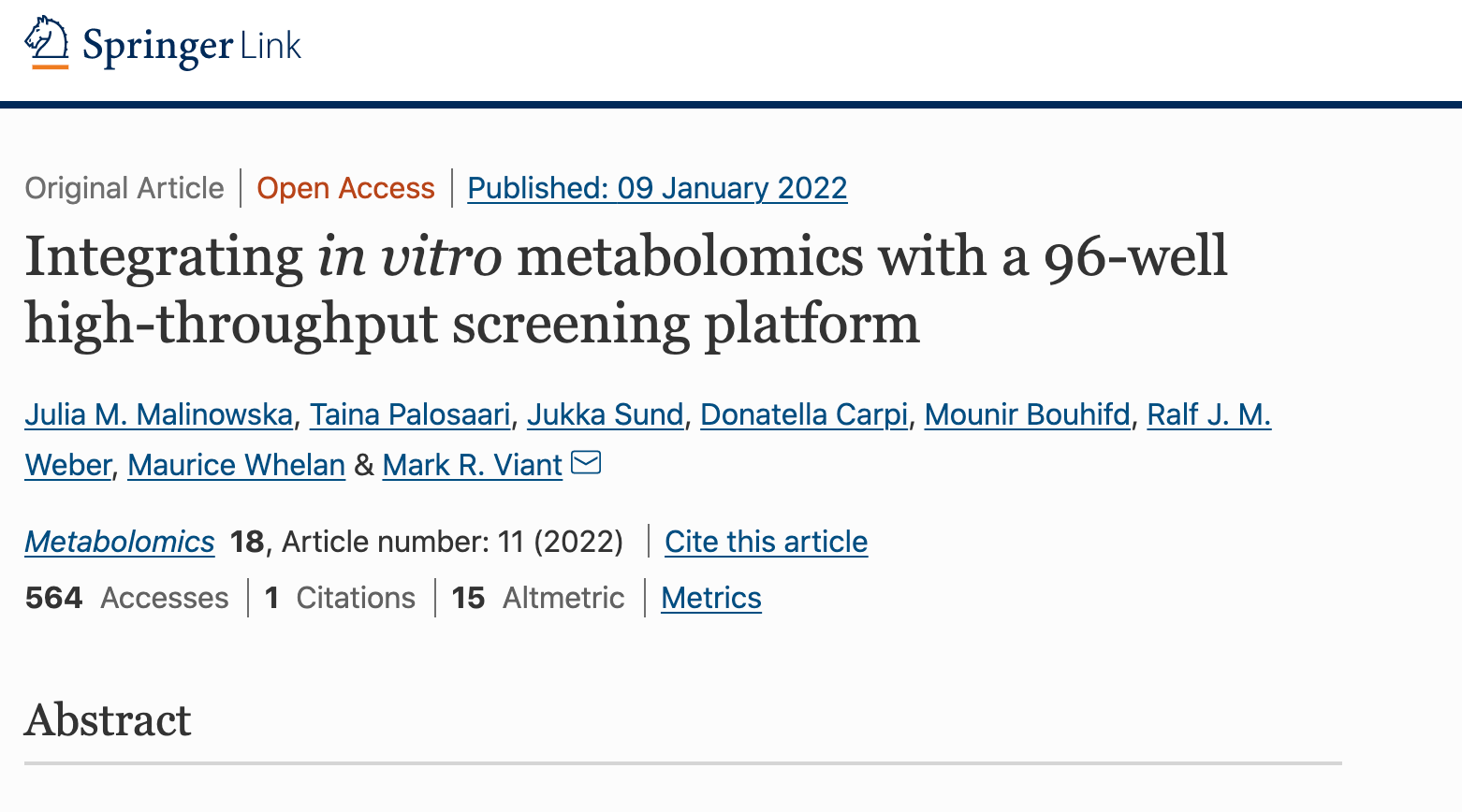 Integrating in vitro metabolomics with a 96-well high-throughput screening platform
